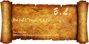 Belányi Lili névjegykártya